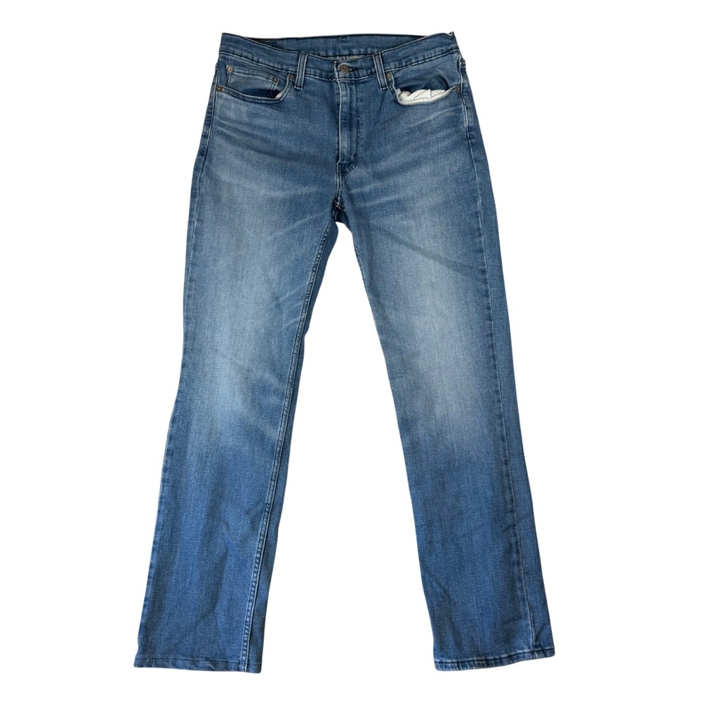 Levis 514 Straight Fit Mens Jeans 36x34 Medium Wash Blue Stretch 00514-1285